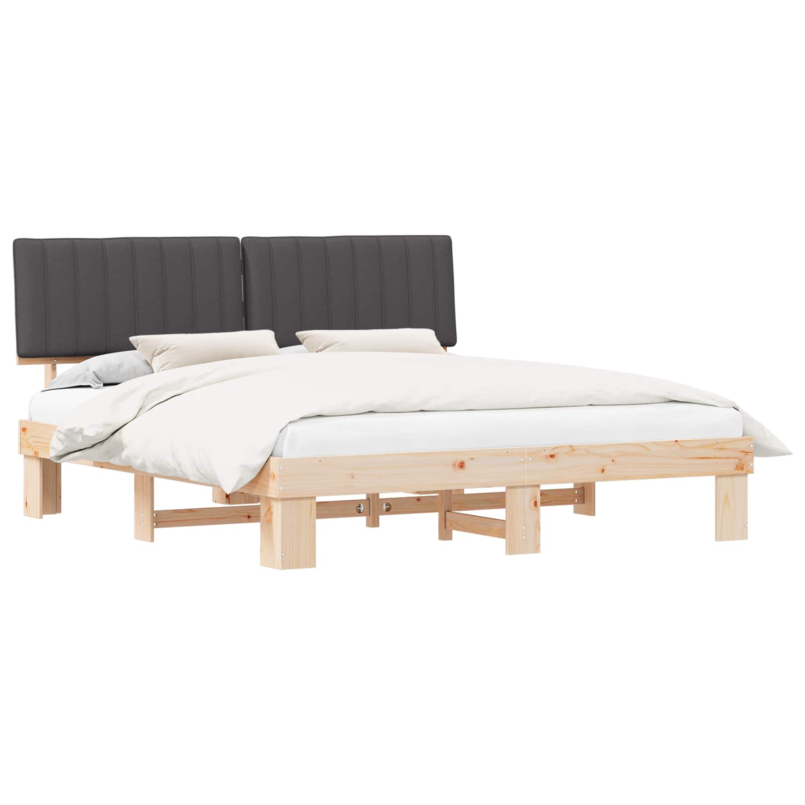Bedframe met Gevoerd Hoofdgedeelte Donkergrijs 180 x 200 cm