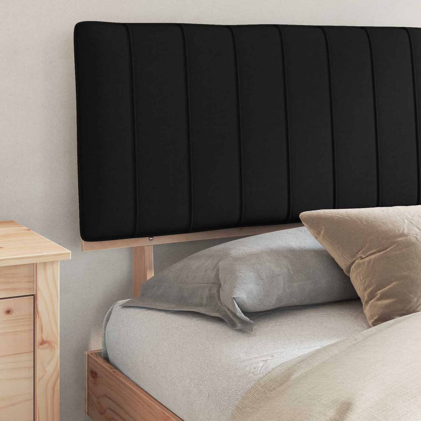 Bedframe met Gevoerd Hoofdgedeelte Zwart 180 x 200 cm