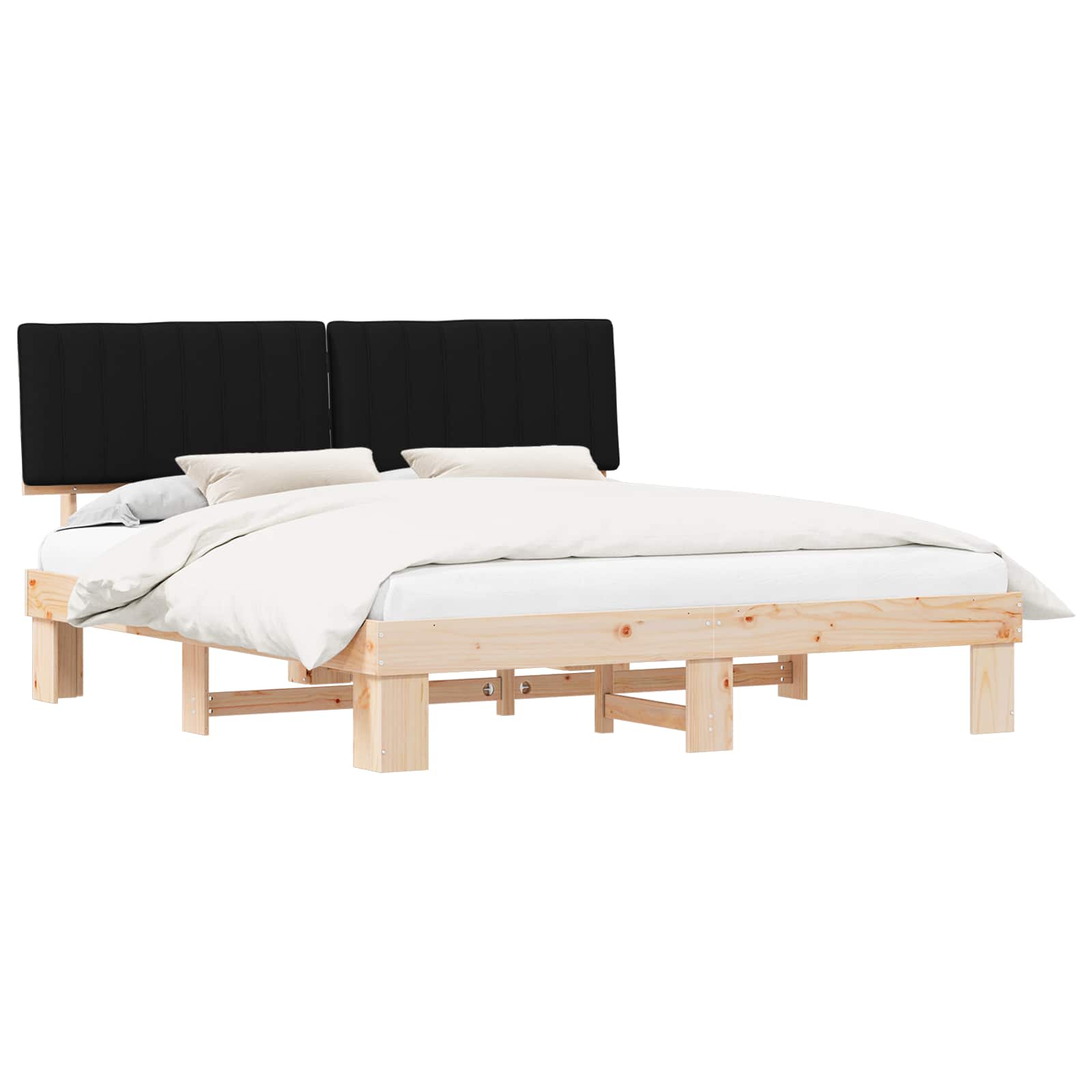 Bedframe met Gevoerd Hoofdgedeelte Zwart 180 x 200 cm