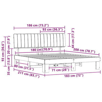 Bedframe met Gevoerd Hoofdgedeelte Zwart 180 x 200 cm
