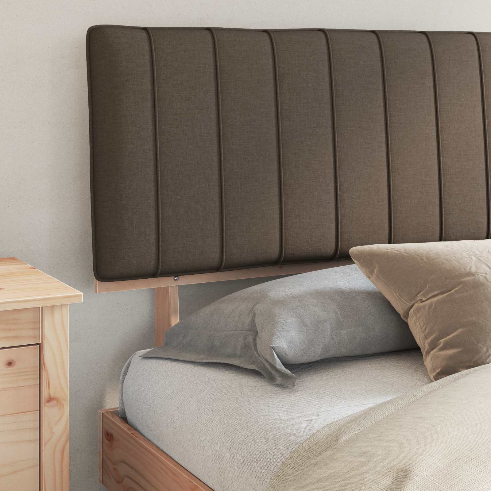 Bedframe met Gevoerd Hoofdgedeelte Taupe 180 x 200 cm