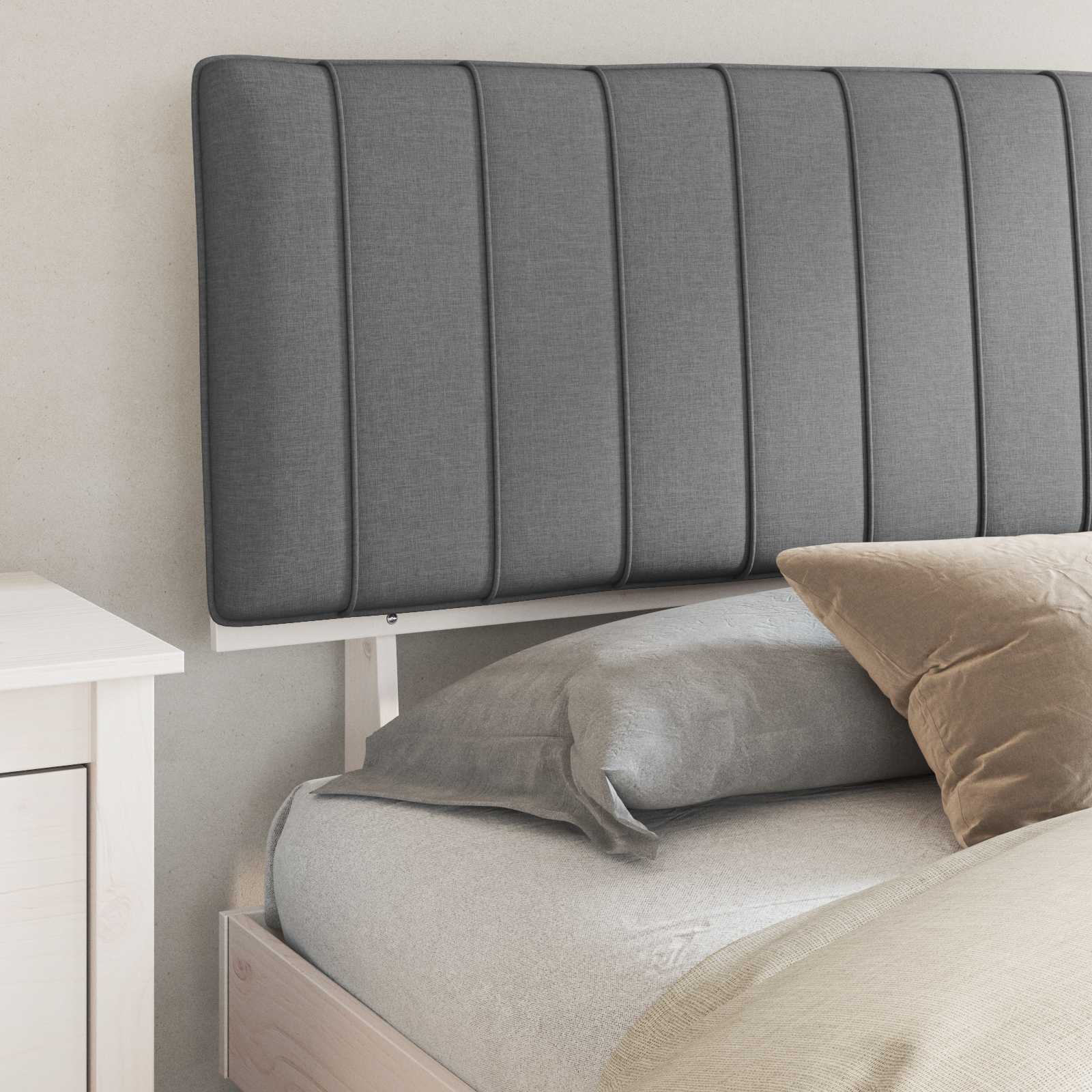 Bedframe met Gevoerd Hoofdgedeelte Lichtgrijs 180 x 200 cm