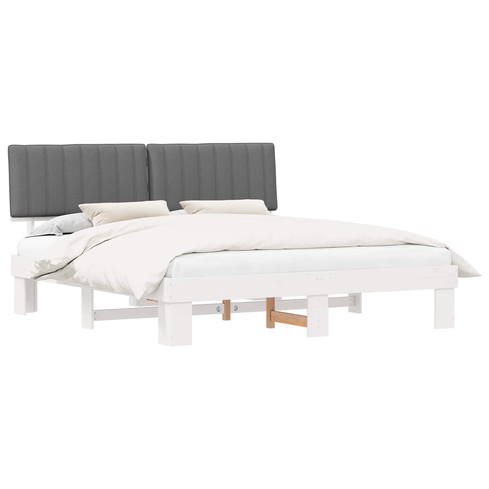 Bedframe met Gevoerd Hoofdgedeelte Lichtgrijs 180 x 200 cm