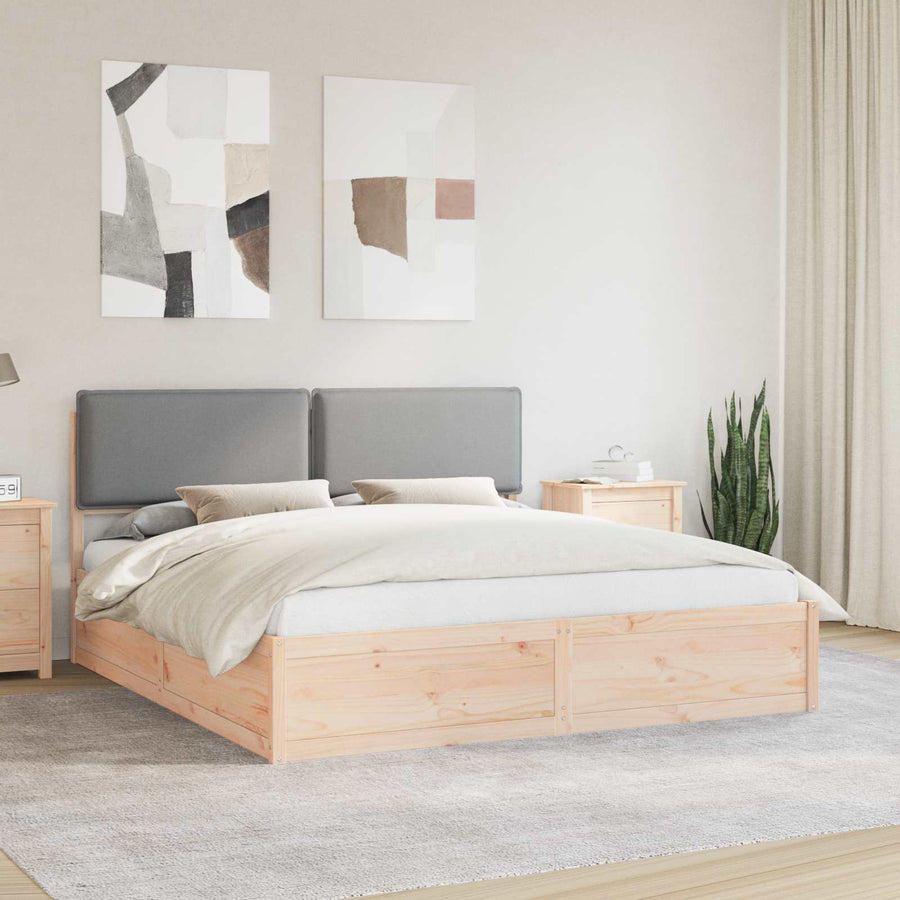 Bedframe met Gevoerd Hoofdgedeelte Lichtgrijs 200 x 200 cm