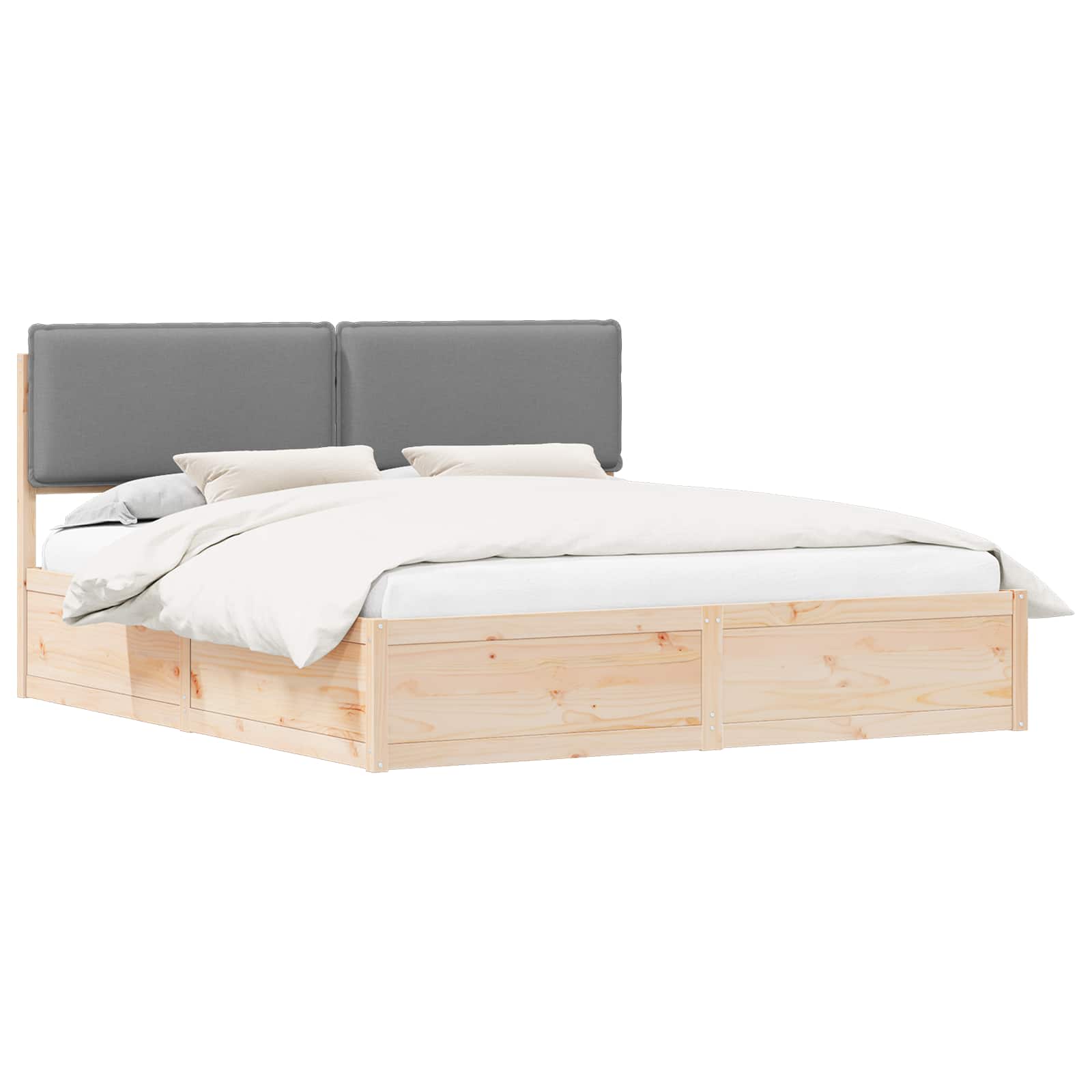 Bedframe met Gevoerd Hoofdgedeelte Lichtgrijs 200 x 200 cm