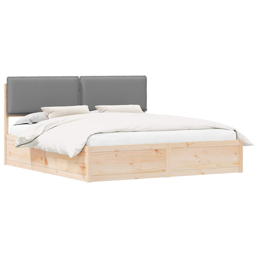 Bedframe met Gevoerd Hoofdgedeelte Lichtgrijs 200 x 200 cm