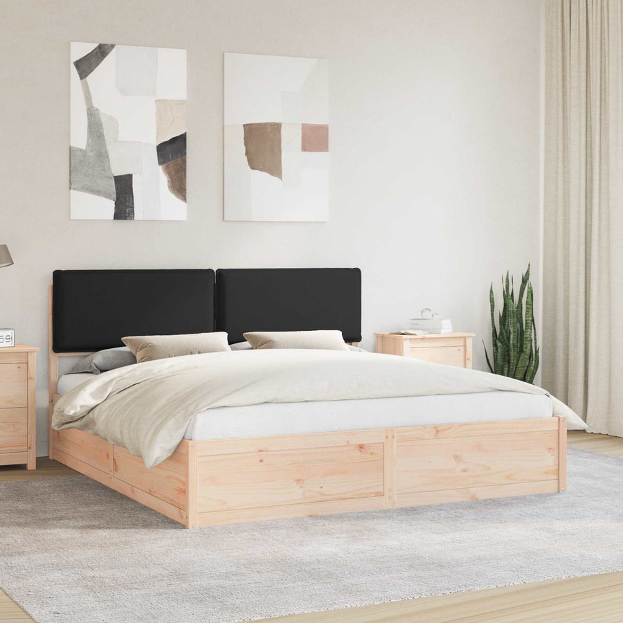 Bedframe met Gevoerd Hoofdgedeelte Zwart 200 x 200 cm