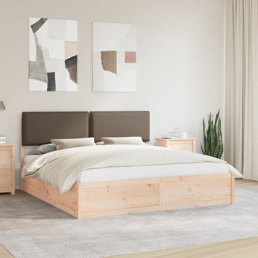 Bedframe met Gevoerd Hoofdgedeelte Taupe 200 x 200 cm