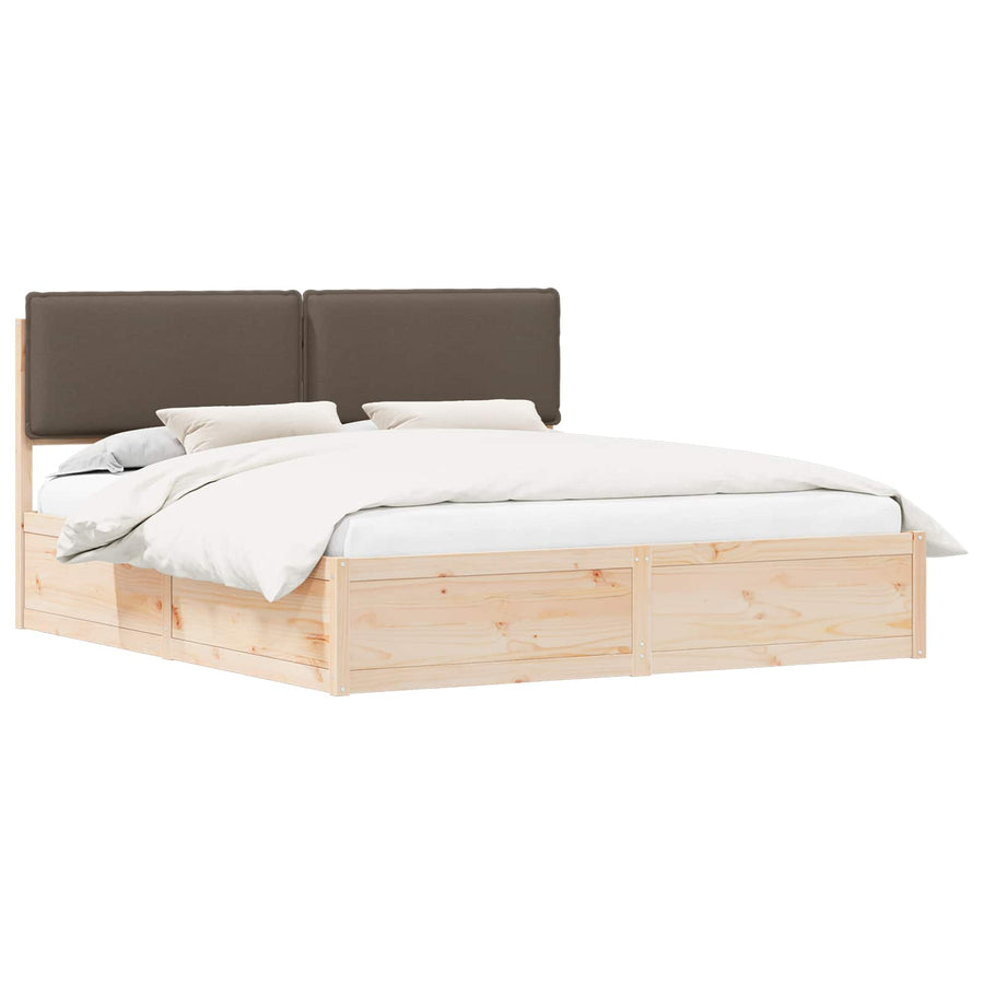 Bedframe met Gevoerd Hoofdgedeelte Taupe 200 x 200 cm