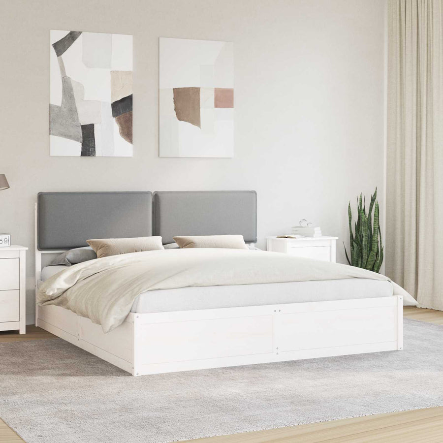 Bedframe met Gevoerd Hoofdgedeelte Lichtgrijs 200 x 200 cm