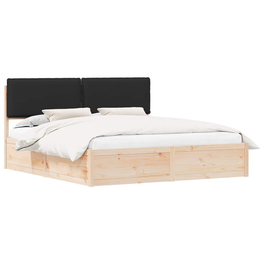 Bedframe met Gevoerd Hoofdgedeelte Zwart 180 x 200 cm