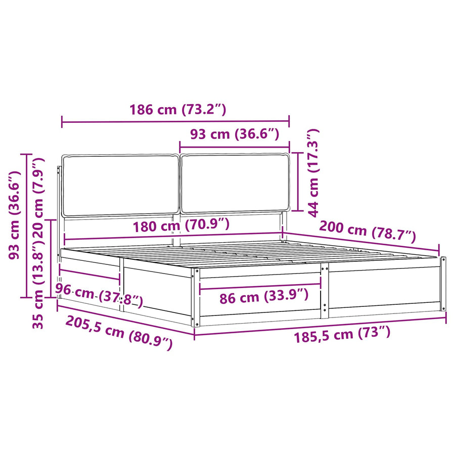 Bedframe met Gevoerd Hoofdgedeelte Taupe 180 x 200 cm