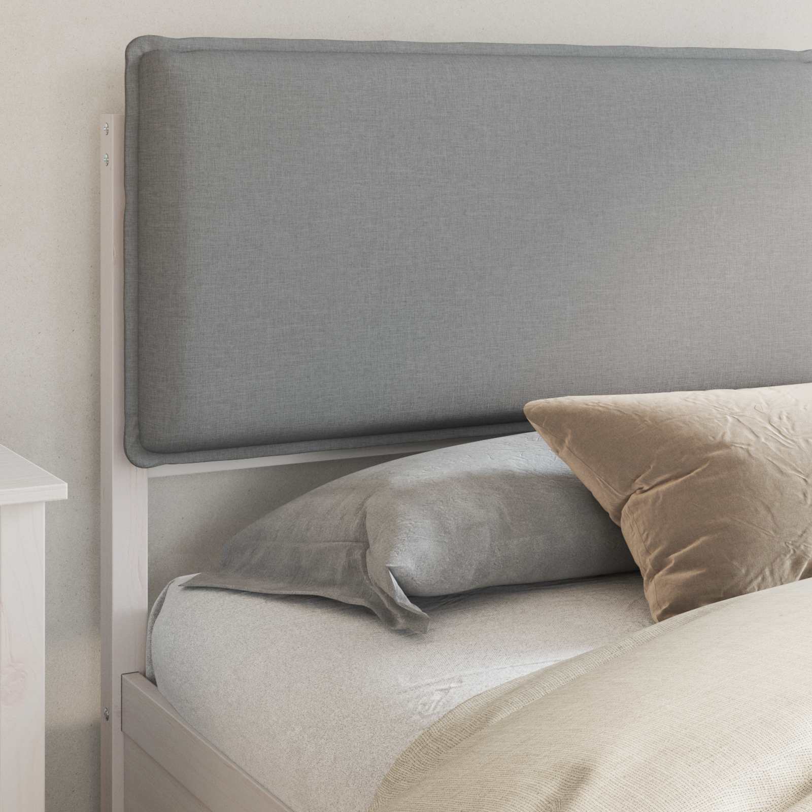 Bedframe met Gevoerd Hoofdgedeelte Lichtgrijs 180 x 200 cm