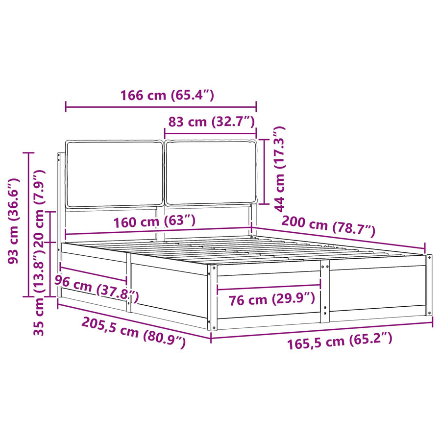 Bedframe met Gevoerd Hoofdgedeelte Donkergrijs 160 x 200 cm
