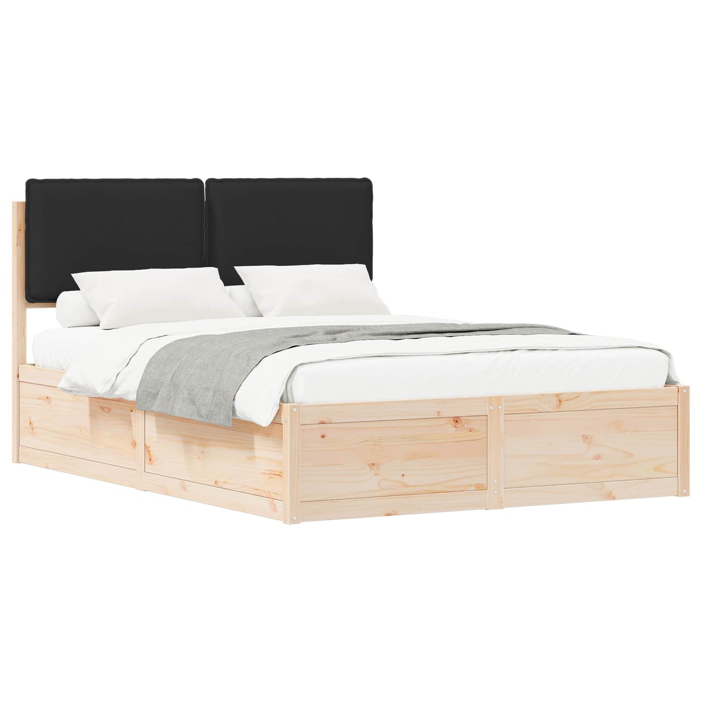 Bedframe met Gevoerd Hoofdgedeelte Zwart 160 x 200 cm