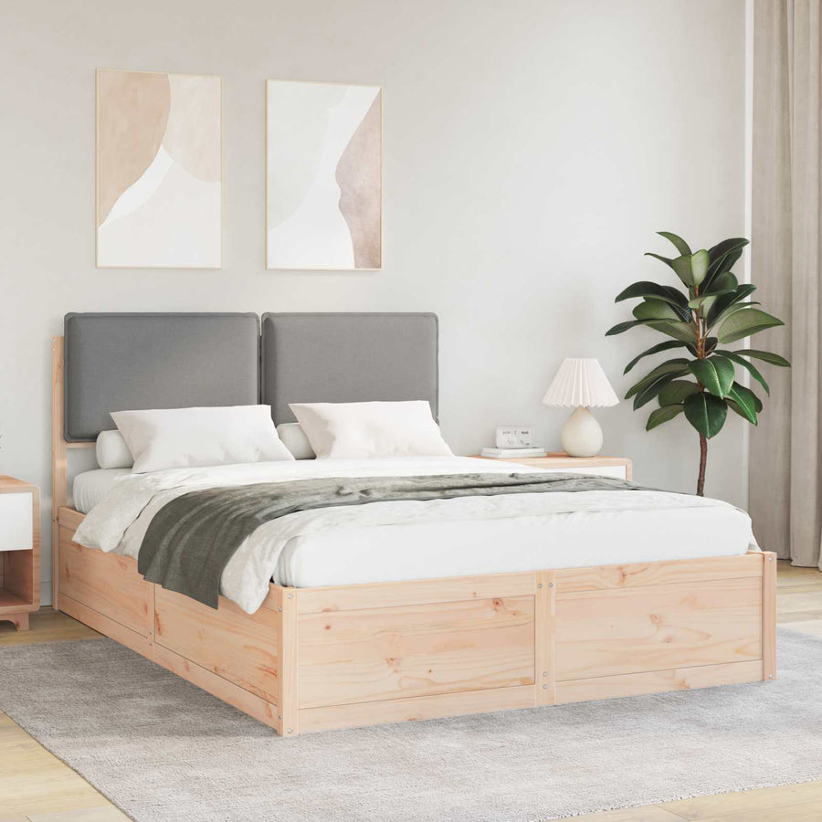 Bedframe met Gevoerd Hoofdgedeelte Lichtgrijs 150 x 200 cm