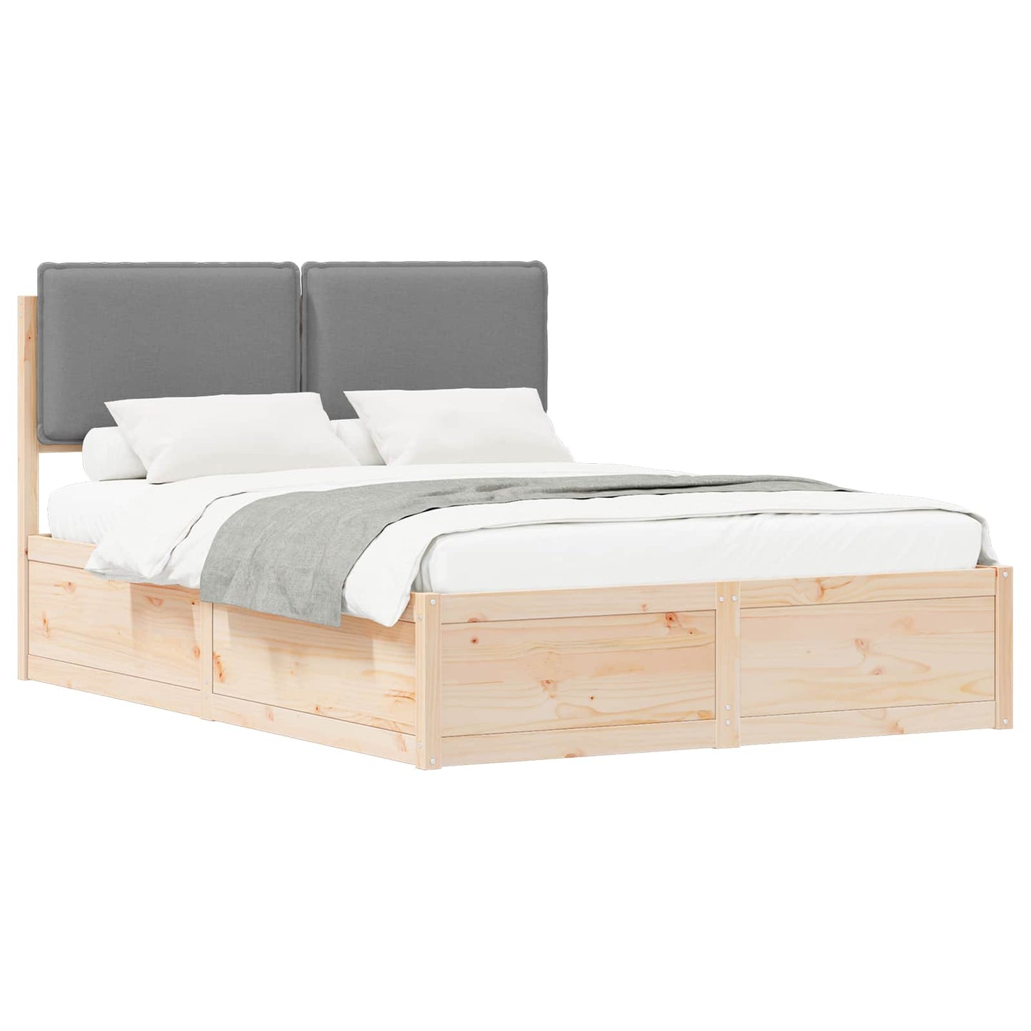 Bedframe met Gevoerd Hoofdgedeelte Lichtgrijs 150 x 200 cm