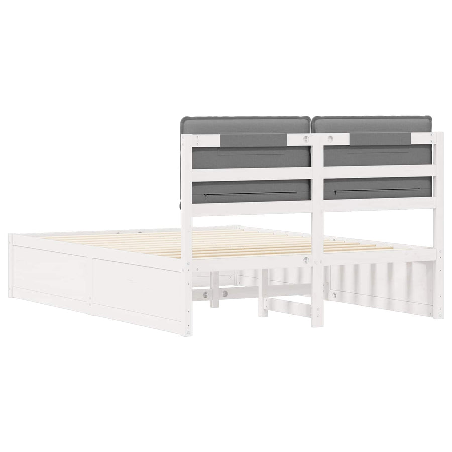 Bedframe met Gevoerd Hoofdgedeelte Lichtgrijs 150 x 200 cm
