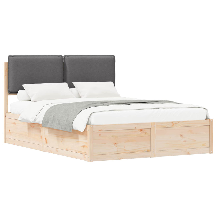Bedframe met Gevoerd Hoofdgedeelte Donkergrijs 140 x 190 cm
