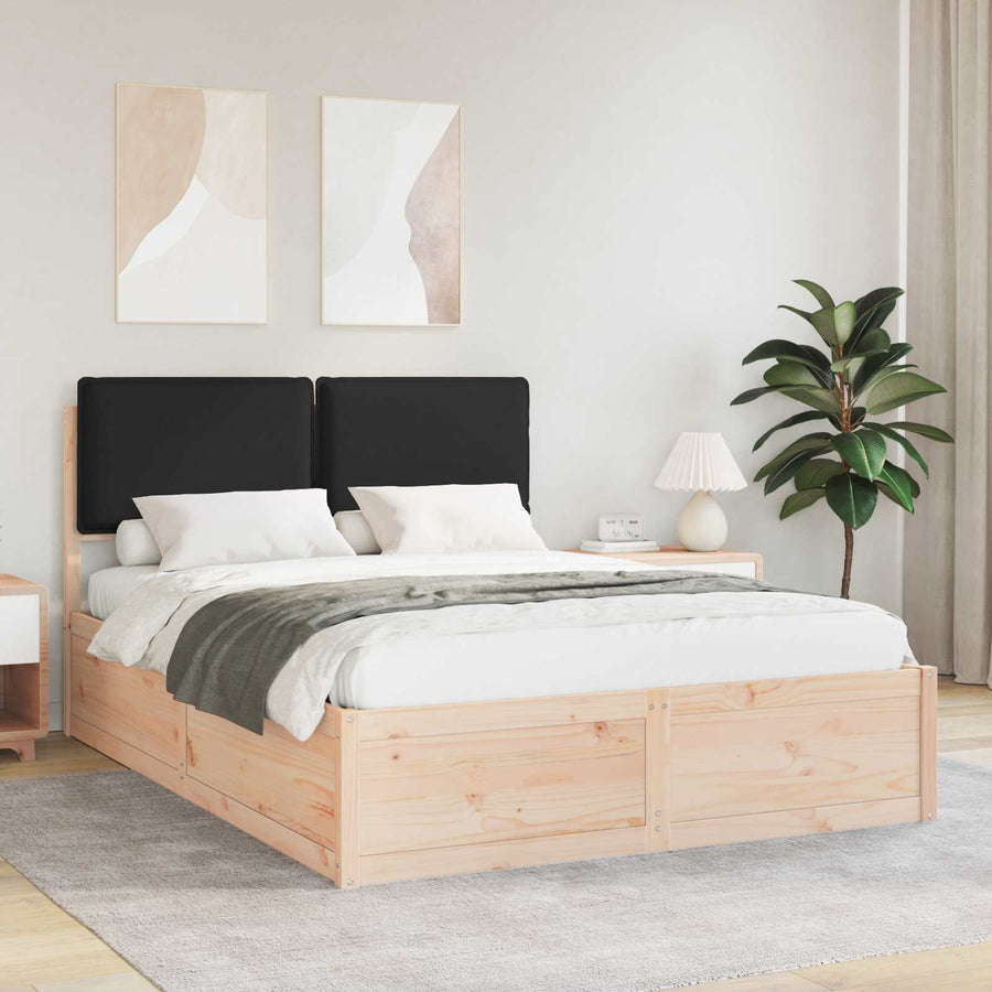 Bedframe met Gevoerd Hoofdgedeelte Zwart 140 x 190 cm