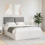 Bedframe massief grenenhout lichtgrijs 140x190 cm