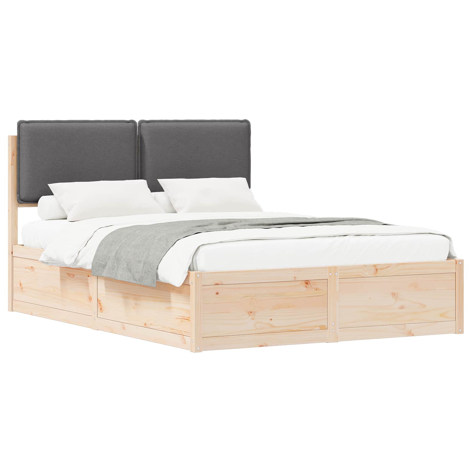 Bedframe met Gevoerd Hoofdgedeelte Donkergrijs 135 x 190 cm