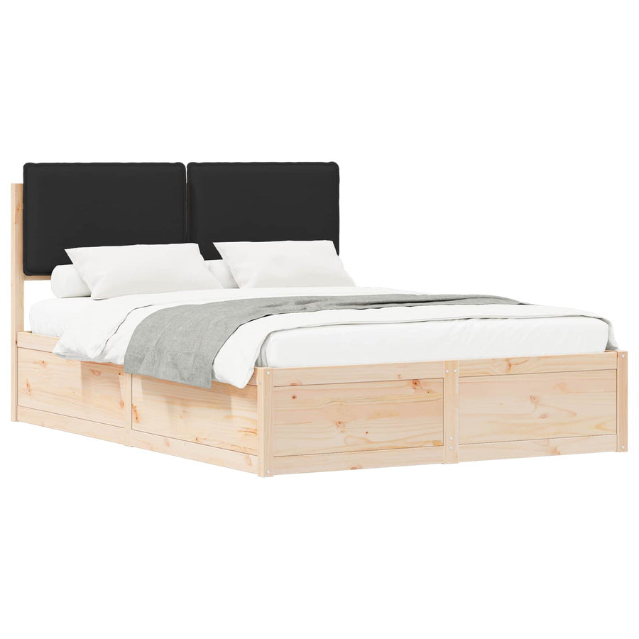 Bedframe met Gevoerd Hoofdgedeelte Zwart 135 x 190 cm