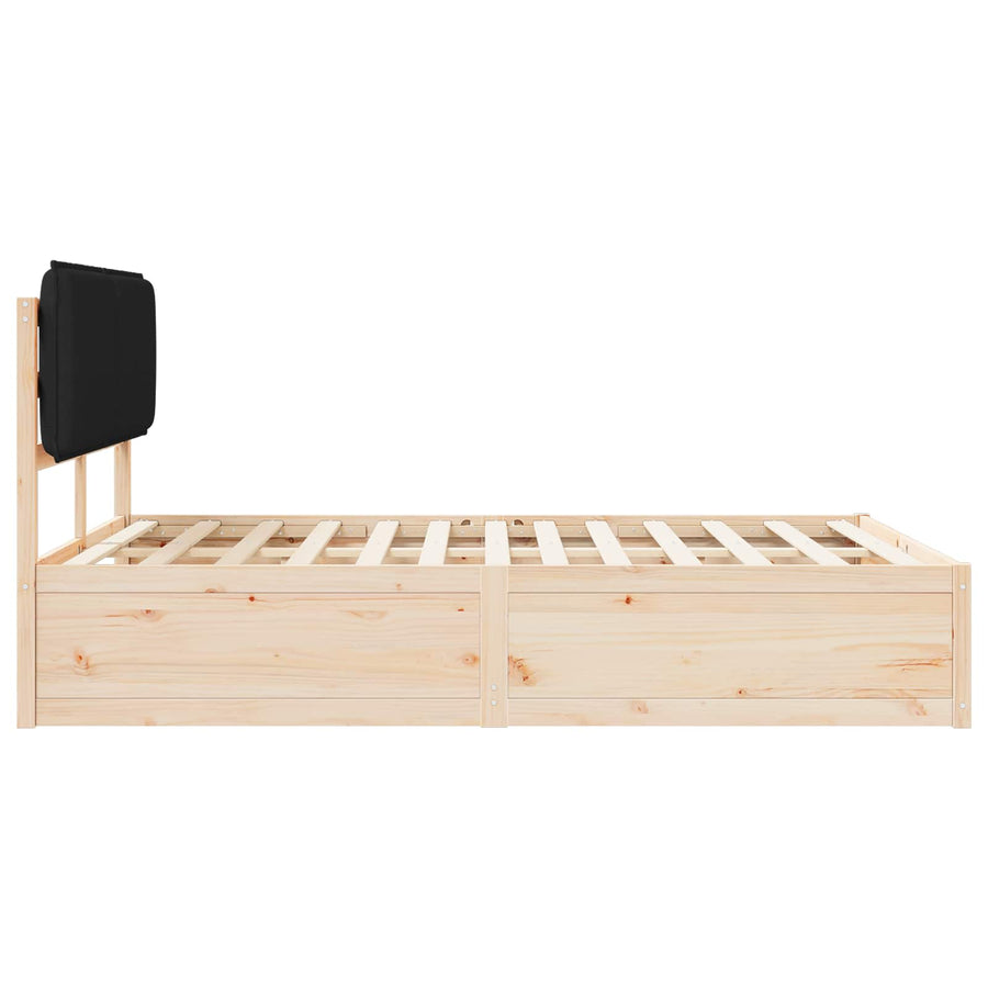 Bedframe met Gevoerd Hoofdgedeelte Zwart 135 x 190 cm