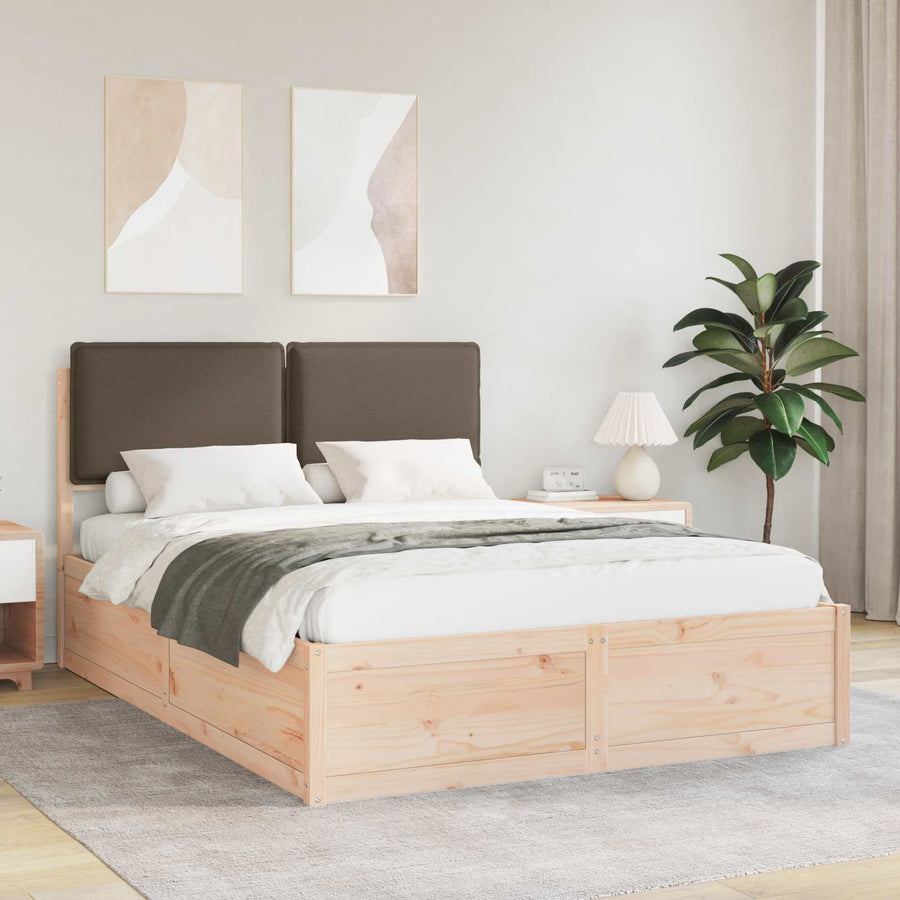 Bedframe met Gevoerd Hoofdgedeelte Taupe 135 x 190 cm