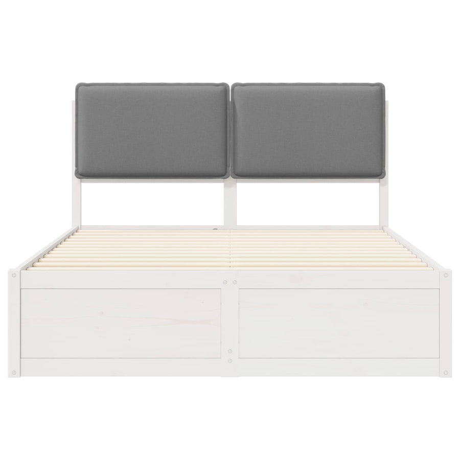 Bedframe met Gevoerd Hoofdgedeelte Lichtgrijs 135 x 190 cm