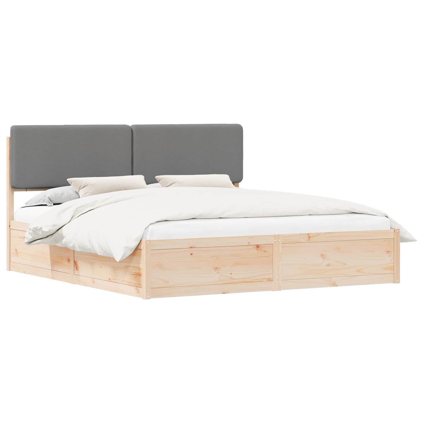 Bedframe met Gevoerd Hoofdgedeelte Lichtgrijs 200 x 200 cm