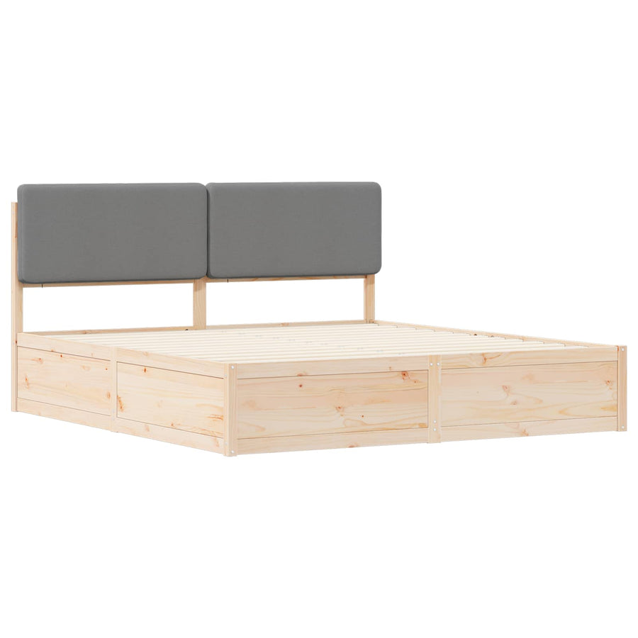 Bedframe met Gevoerd Hoofdgedeelte Lichtgrijs 200 x 200 cm