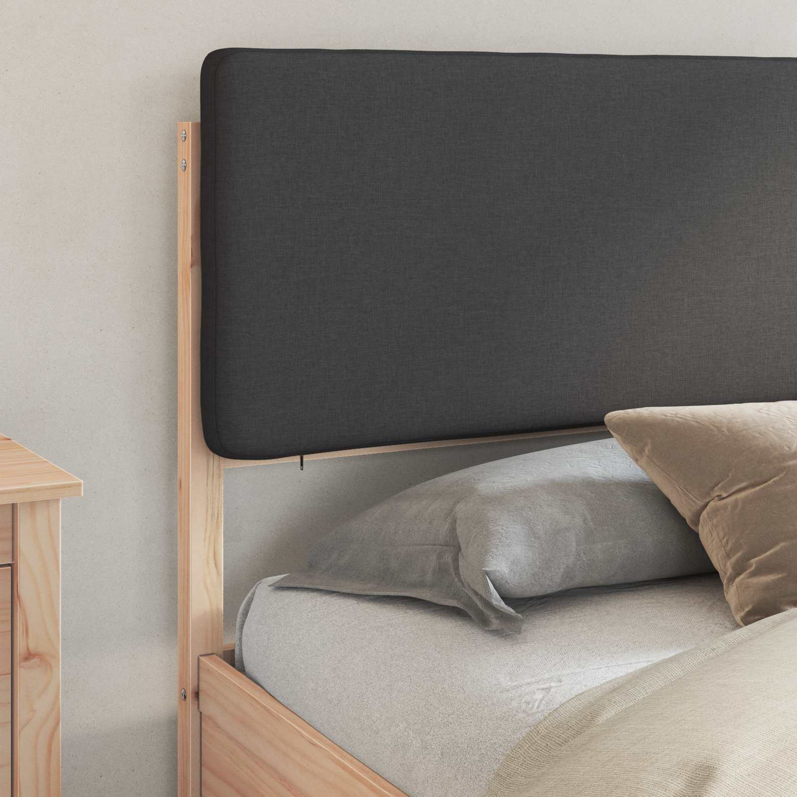 Bedframe met Gevoerd Hoofdgedeelte Donkergrijs 200 x 200 cm