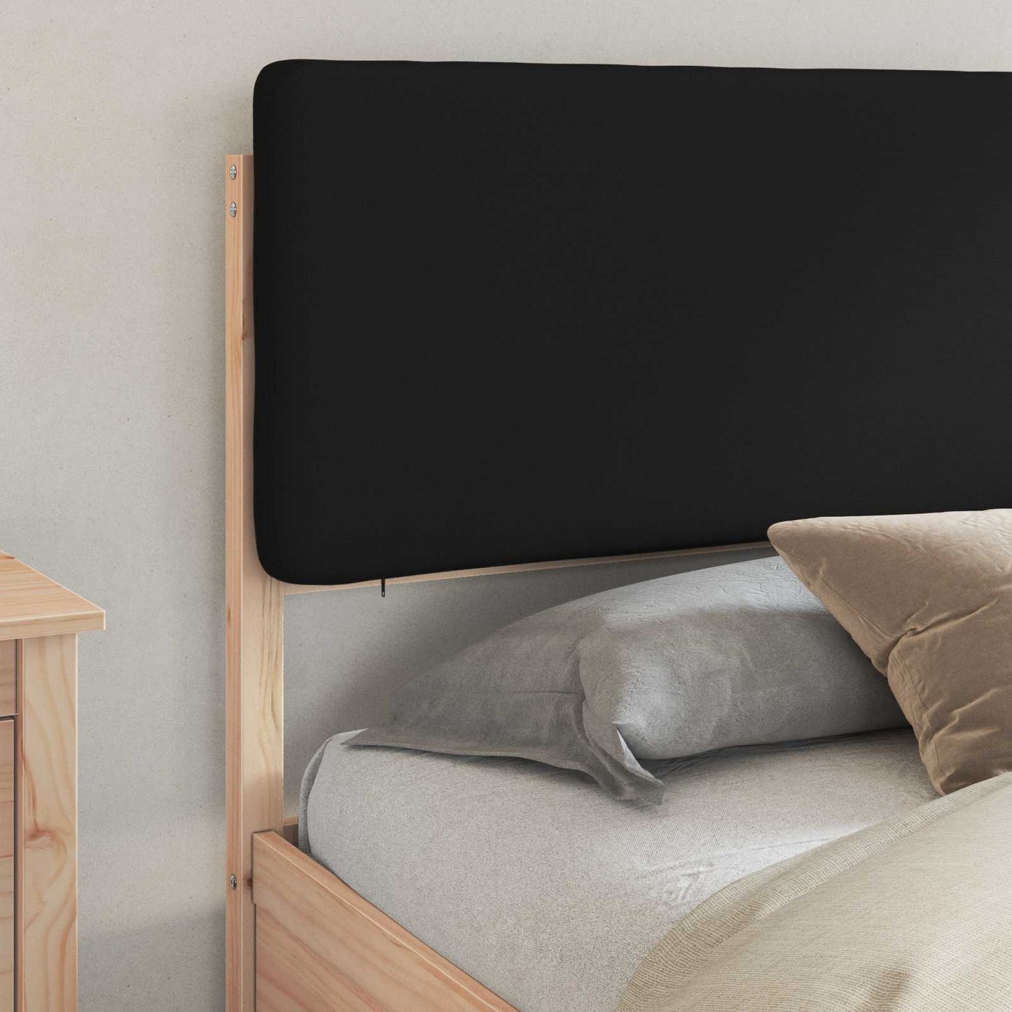 Bedframe met Gevoerd Hoofdgedeelte Zwart 200 x 200 cm