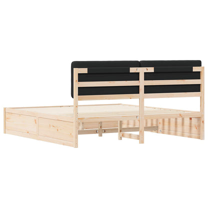 Bedframe met Gevoerd Hoofdgedeelte Zwart 200 x 200 cm
