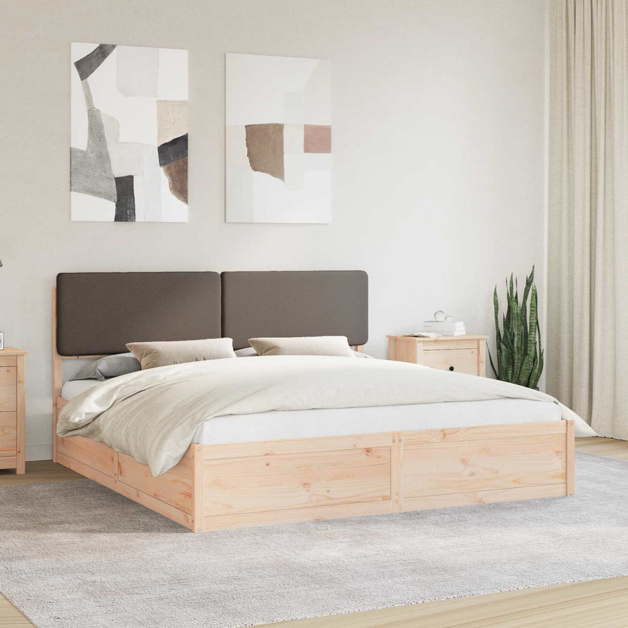 Bedframe met Gevoerd Hoofdgedeelte Taupe 200 x 200 cm