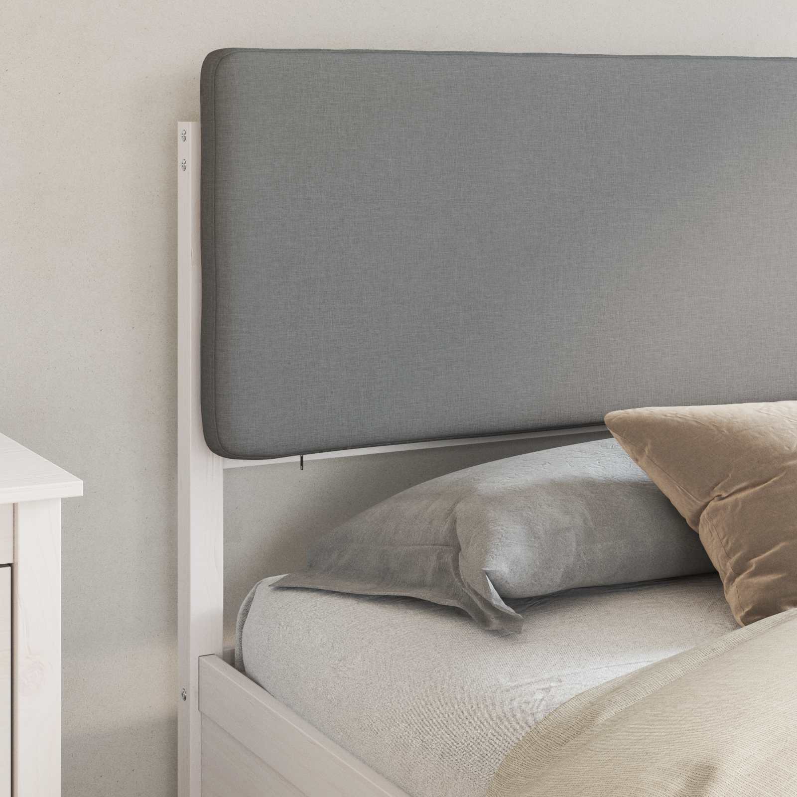 Bedframe met Gevoerd Hoofdgedeelte Lichtgrijs 200 x 200 cm