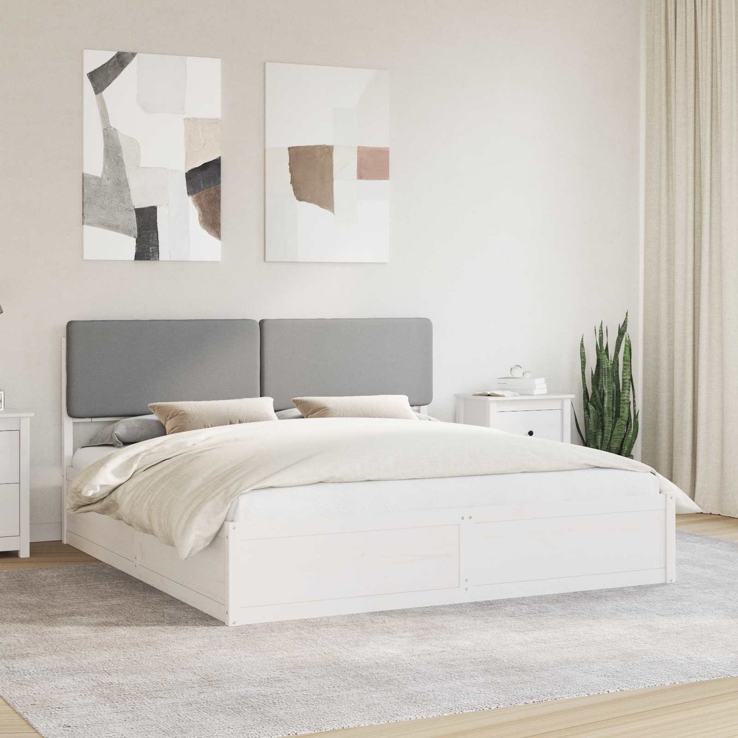 Bedframe met Gevoerd Hoofdgedeelte Lichtgrijs 200 x 200 cm