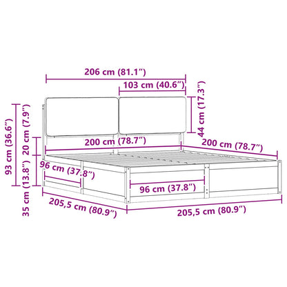 Bedframe met Gevoerd Hoofdgedeelte Lichtgrijs 200 x 200 cm