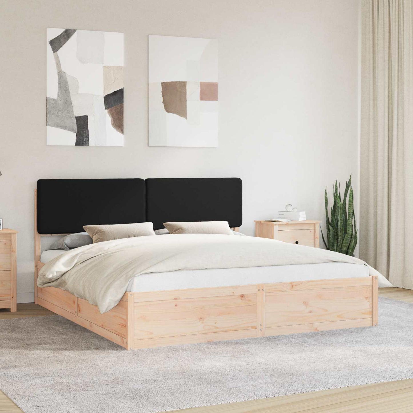 Bedframe met Gevoerd Hoofdgedeelte Zwart 180 x 200 cm