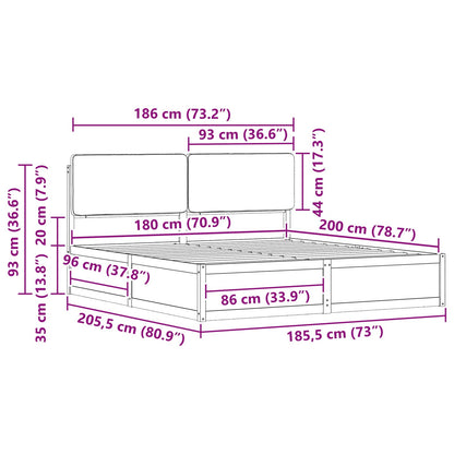 Bedframe met Gevoerd Hoofdgedeelte Zwart 180 x 200 cm