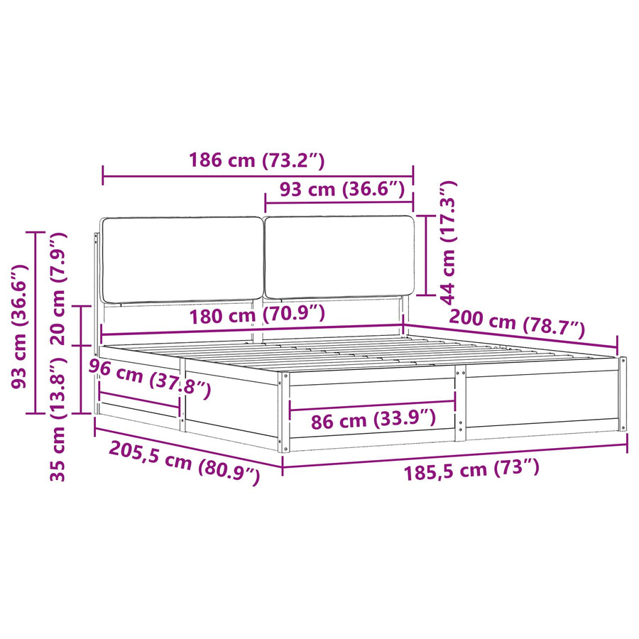 Bedframe met Gevoerd Hoofdgedeelte Taupe 180 x 200 cm