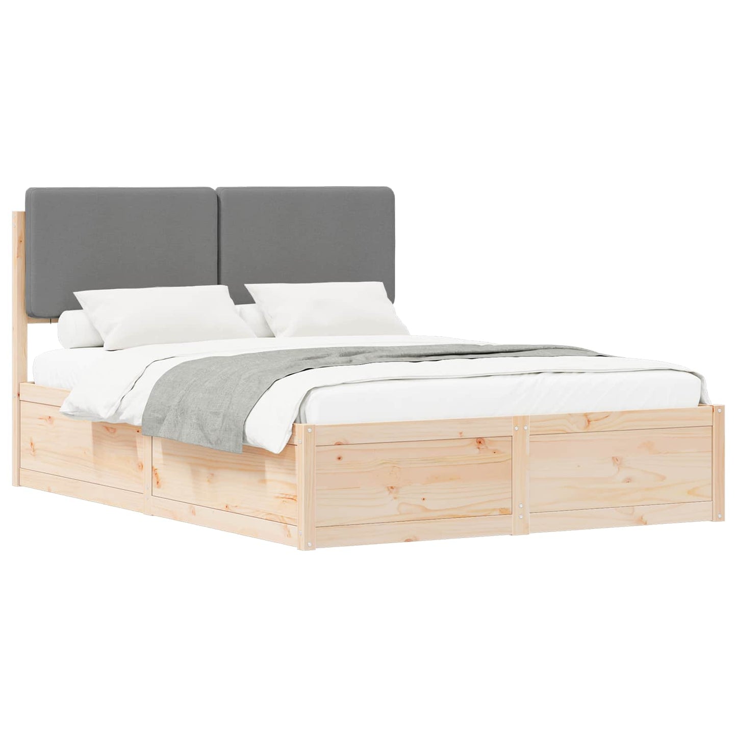 Bedframe met Gevoerd Hoofdgedeelte Lichtgrijs 160 x 200 cm