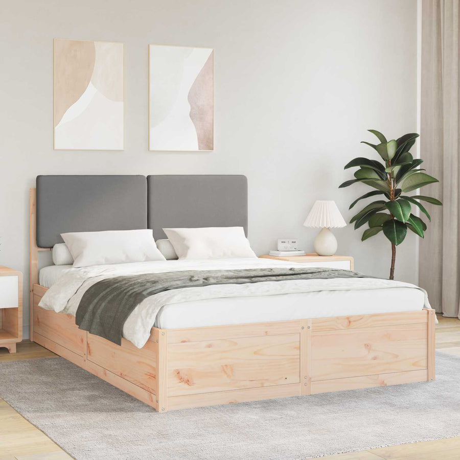 Bedframe met Gevoerd Hoofdgedeelte Lichtgrijs 150 x 200 cm