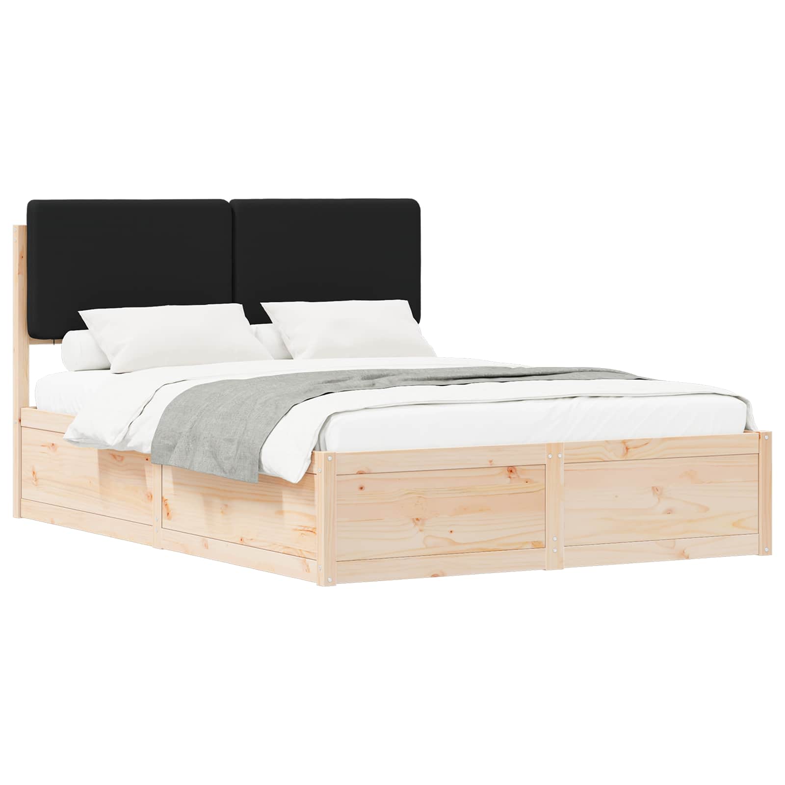 Bedframe met Gevoerd Hoofdgedeelte Zwart 150 x 200 cm