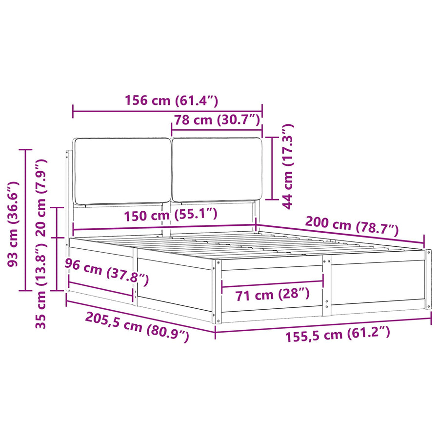 Bedframe met Gevoerd Hoofdgedeelte Taupe 150 x 200 cm