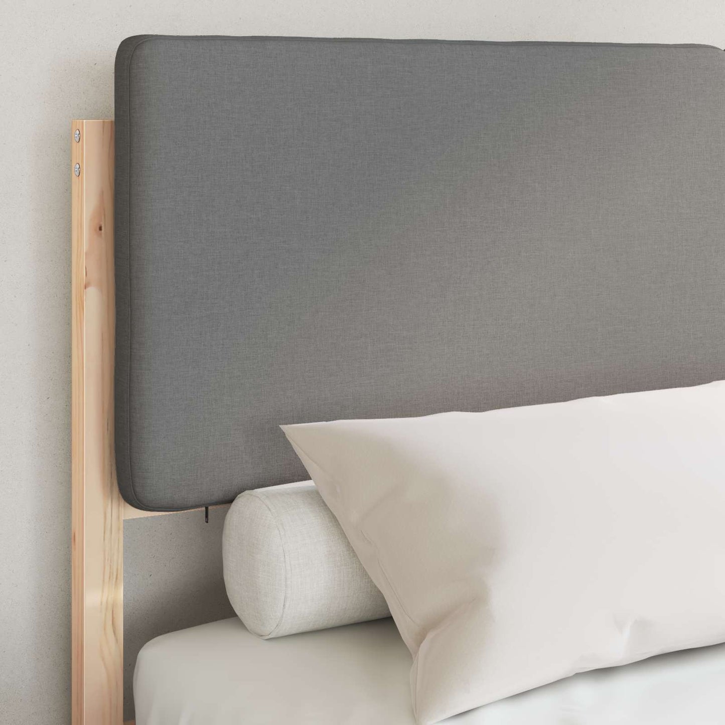 Bedframe met Gevoerd Hoofdgedeelte Lichtgrijs 135 x 190 cm