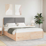 Bedframe massief grenenhout lichtgrijs 135x190 cm