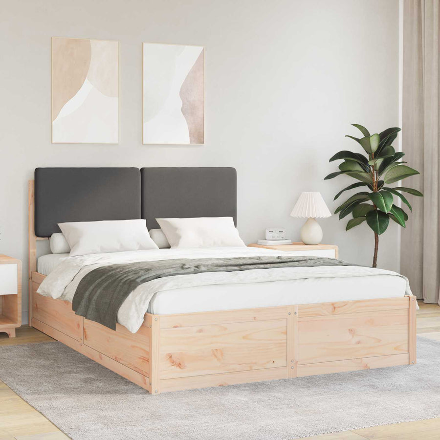 Bedframe met Gevoerd Hoofdgedeelte Donkergrijs 135 x 190 cm
