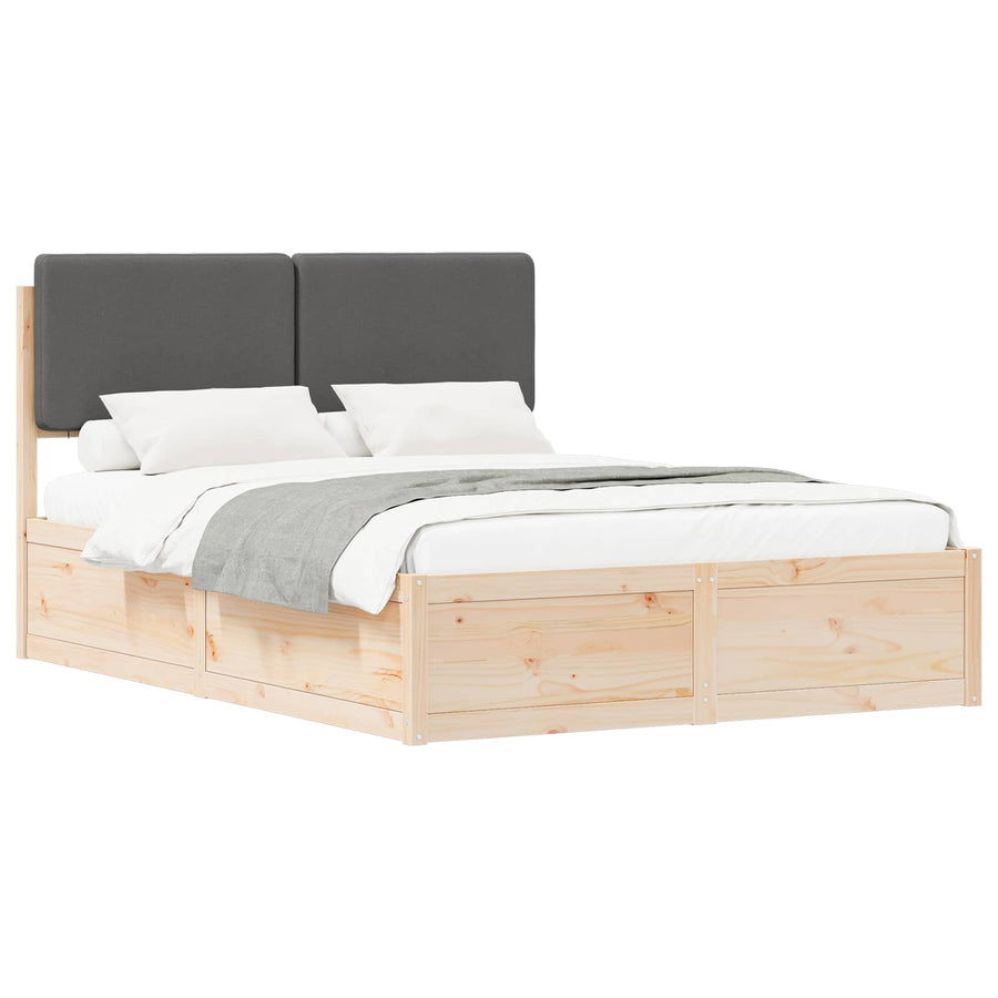 Bedframe met Gevoerd Hoofdgedeelte Donkergrijs 135 x 190 cm